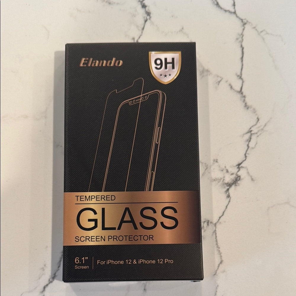 Elan Black Tempered Glass Screen Protector for iPhone 12 & 12 Pro